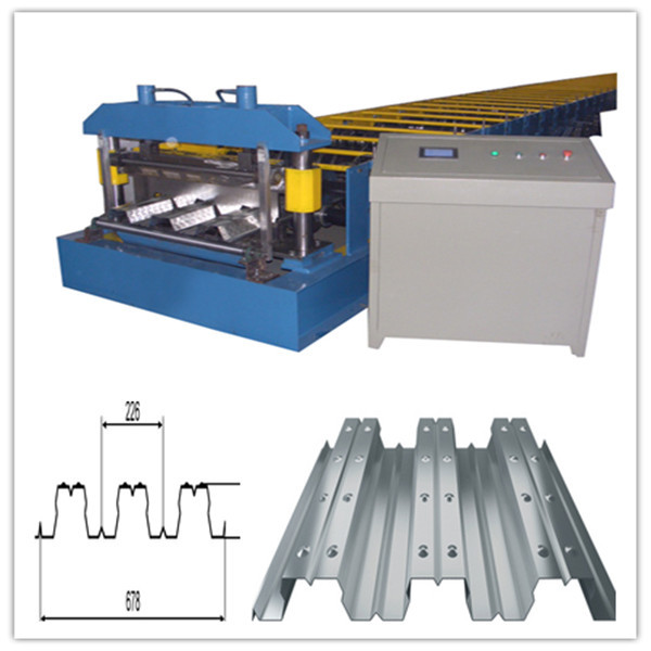 Material Thickness 0.5--3mm Deck Floor Roll Forming Machine 8 Tons 28 Stations